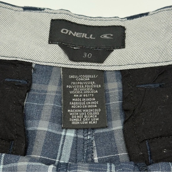 O’Neill Men’s Triumph Blue Heather Plaid Shorts 30 Teen Boy’s - Picture 7 of 13